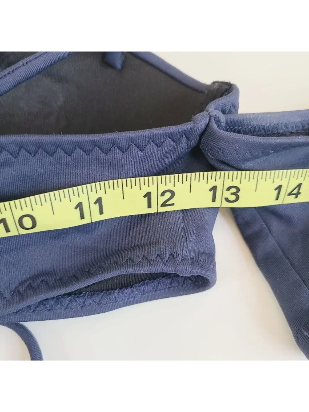 Yandy Navy Blue Bandeau Underwire Bikini Top Lace-Up Back Halter Tie Grommets - Picture 11 of 13